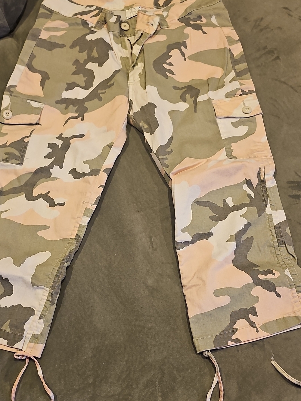 Women S/ Kids XL (17-18) Camo Pink & Olive Camo Cargo Pants